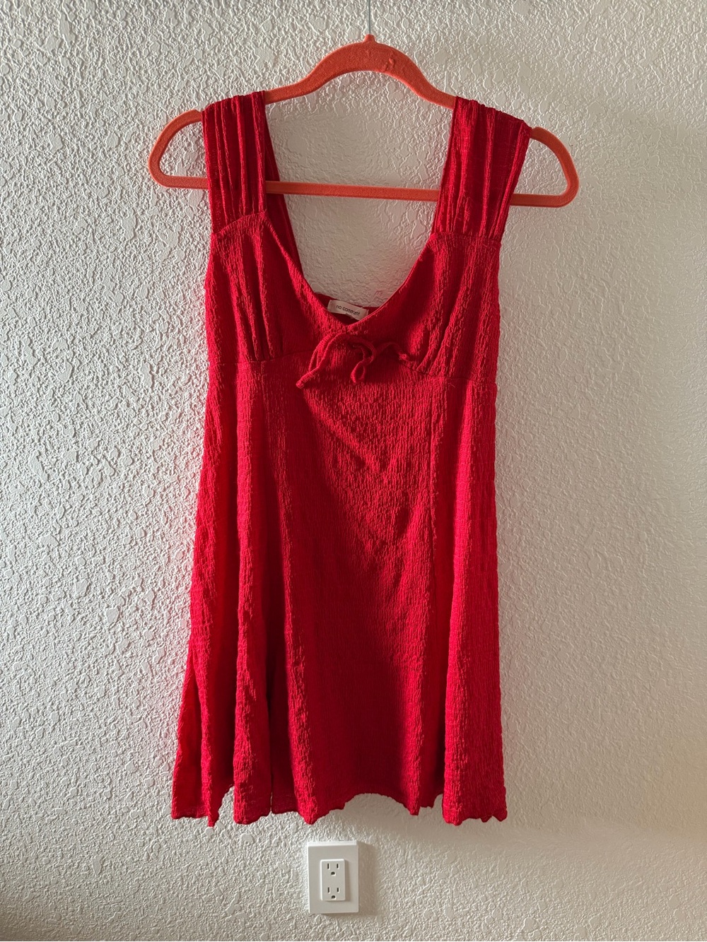 Red Sleeveless Textured Mini Dress